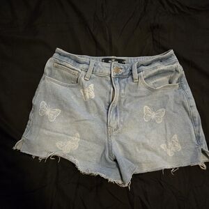 Hollister Denim Shorts with Bleach Look Butterflies